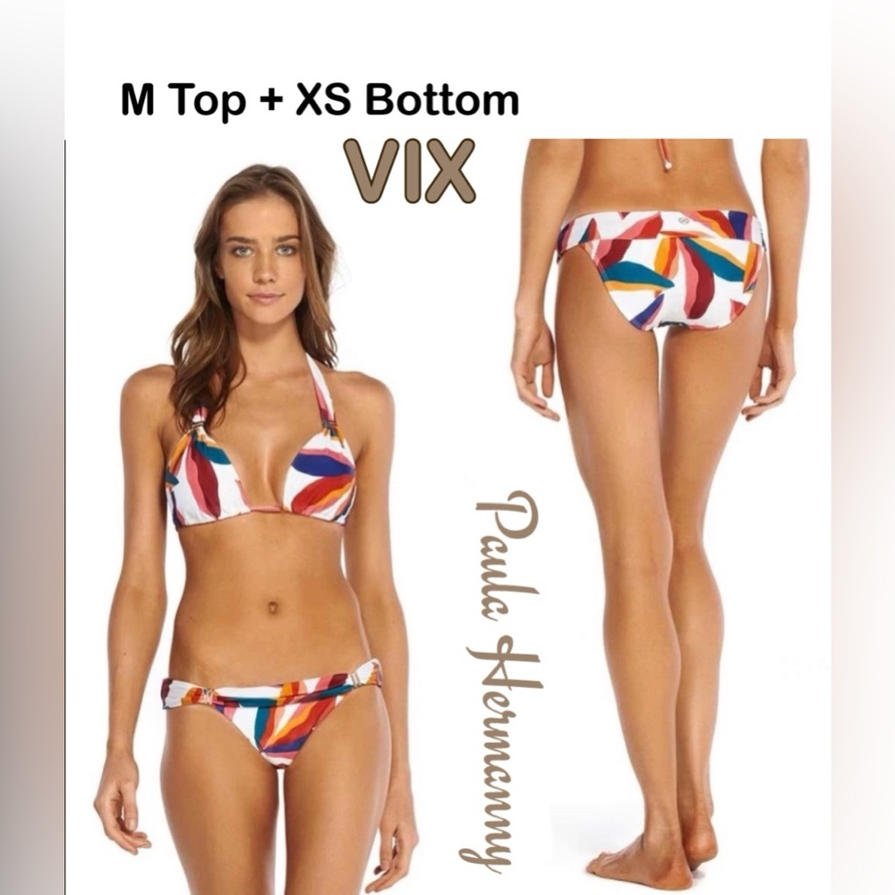 NWT VIX tube GIANABIA MULTI bikini foldover M TOP + XS BOT gold multicolor 2 set